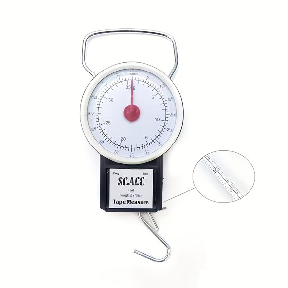CNKOO Compact handheld spring scale for home use fishing and luggage weighing portable mechanical hand scale with precision needle and hook