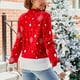 thumbnail image 1 of Séter De Navidad Para Mujeres, Bloqueo De Color Suave Séter Sweater Ronda Versáter De Cuello Redondo Para Fiesta, 1 of 7