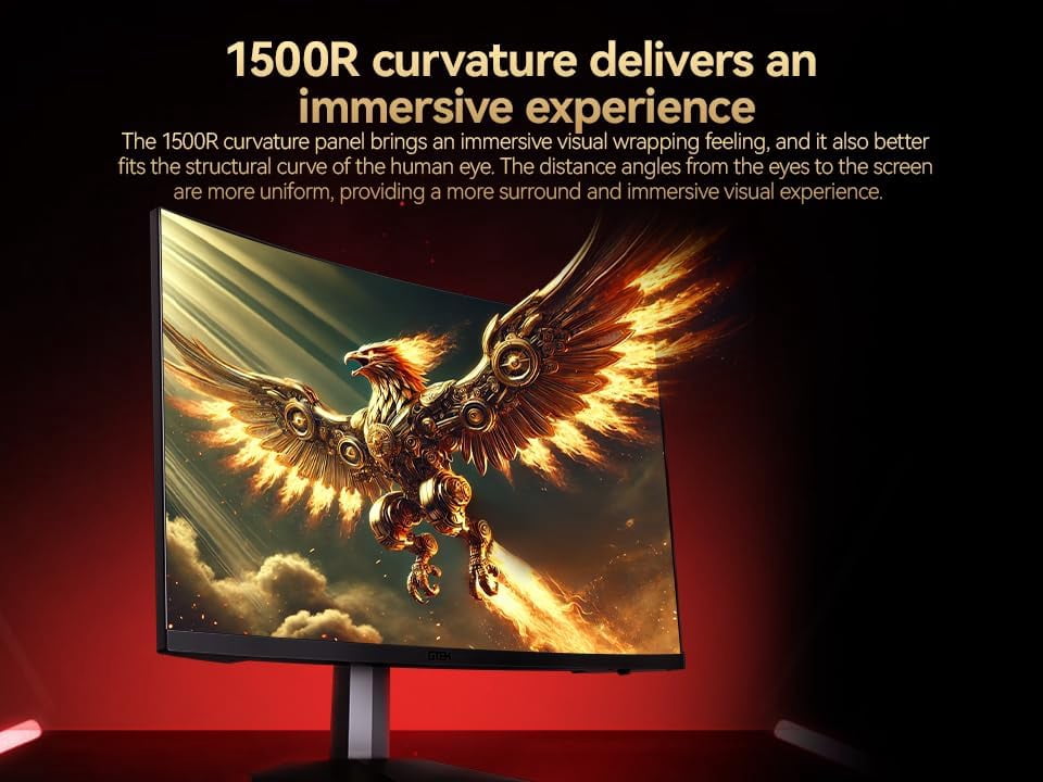 GTek 27 Inch Curved 280Hz 240Hz Gaming Monitor FHD 1080P, 1500R Curve Computer Monitor, 1920 x 1080P, VA 1ms MPRT,FreeSync, DisplayPort/HDMI, for Gaming, Streaming & Home Office