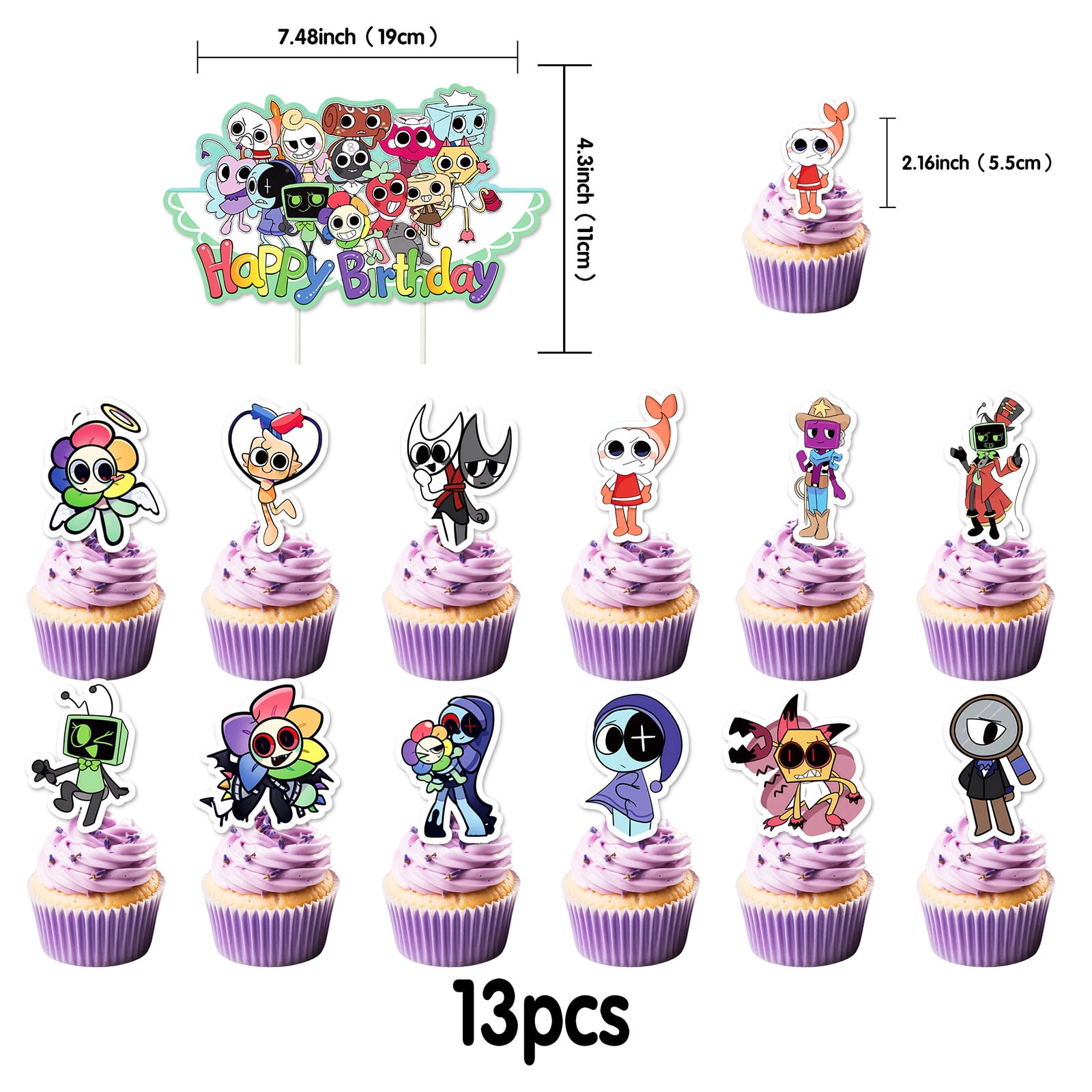 57PCS Dandy’s World Birthday Party Supplies Decorations Set – Kids Birthday Banner, Cake Topper, Cupcake Toppers, Balloons, Party Favors, Cartoon Theme Party Decor for Boys Girls Celebration