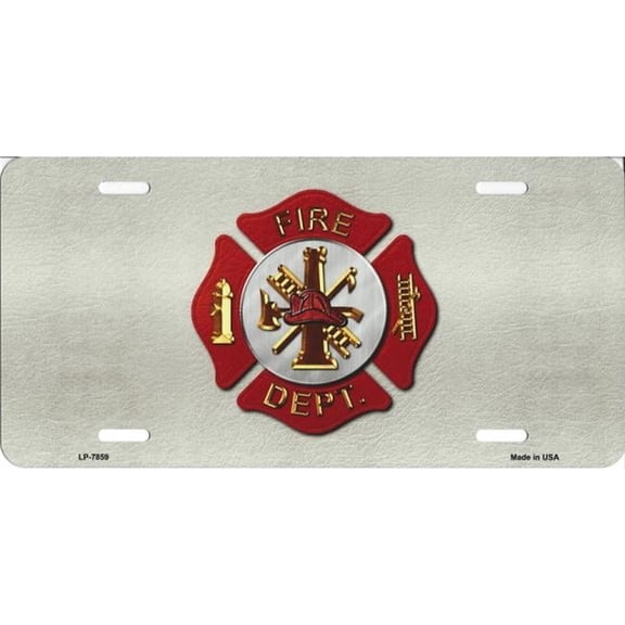 Fire Fighter Logo Metal License Plate
