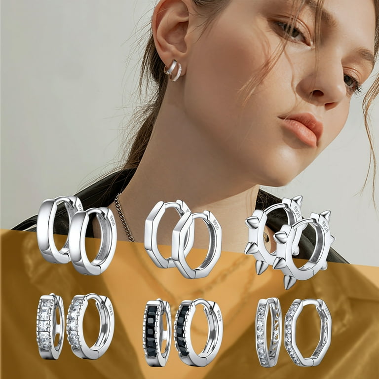 PROSTEEL Womens Hoop Earring 925 Sterling Silver Cubic