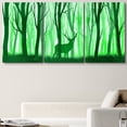 thumbnail image 2 of wall26 Canvas Print Wall Art Set Deer in The Vibrant Neon Green Forest Animals Wildlife Illustrations Modern Art Rustic Colorful Multicolor for Living Room, Bedroom, Office - 24"x36"x3, 2 of 5