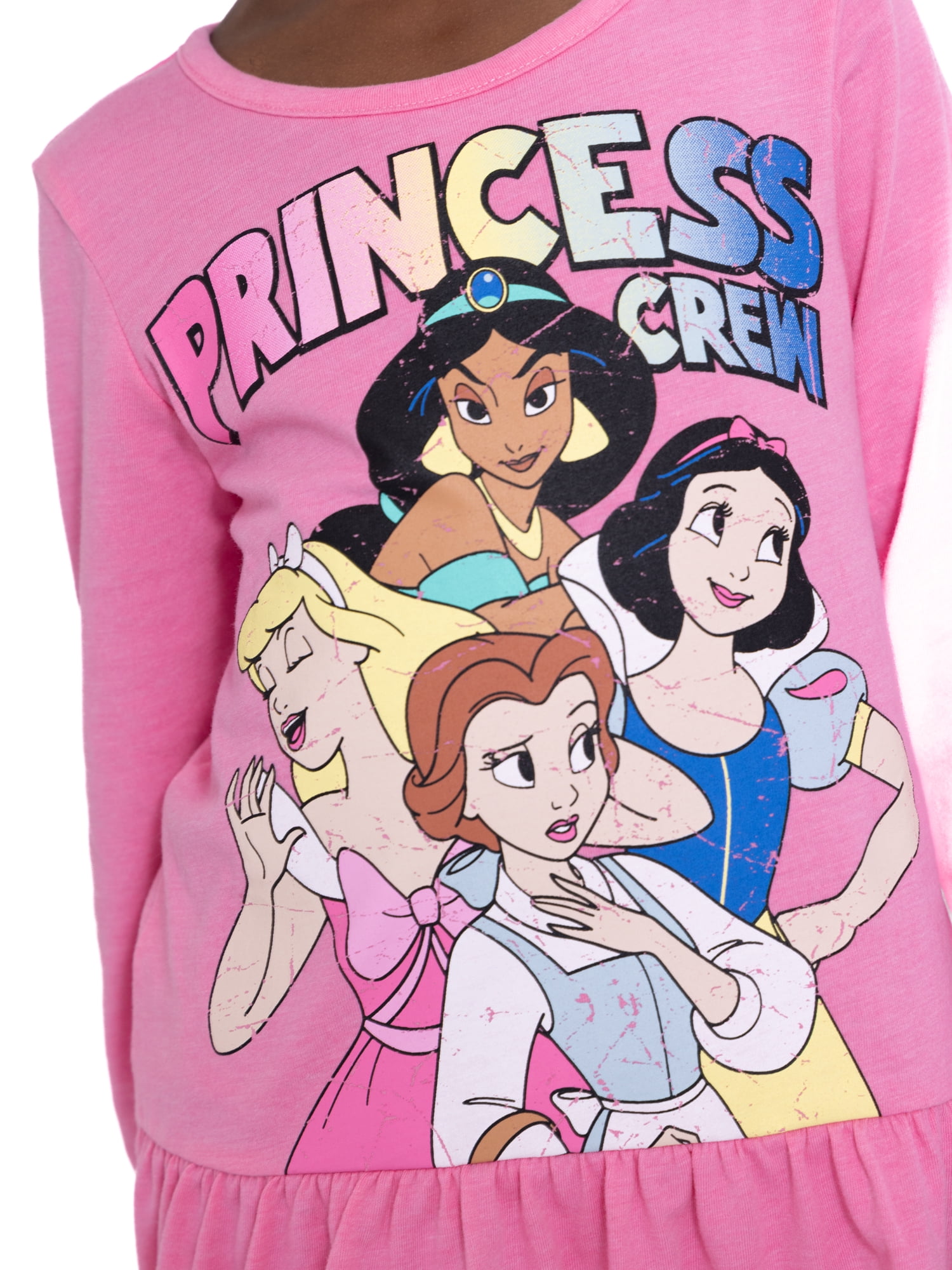 Disney Princess Toddler Girl Long Sleeve Drop Waist Graphic Dress, Sizes 12M-5T