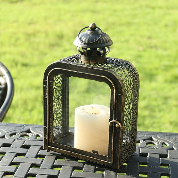 Vintage Metal Lanterns with  Glass - Indoor & Outdoor Candle Holders for Home Decor
