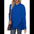 thumbnail image 1 of Sudadera Holgada con Capucha y Larga para Mujer, de Color Liso e Irregular Azul Real XXXL, 1 of 9