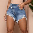 thumbnail image 6 of adaychics High Rise Jean Shorts for Women Crossover Summer Denim Shorts Fashion Frayed Hems Jorts for Everyday Wear, 6 of 7