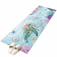 thumbnail image 2 of Sea Turtles Washable Runner Rugs 2'x6', Pink Flower Shell Starfish Coral Ocean Watercolor Low Pile Throw Entryway Rug Non-Slip Sturdy Edge Binding Carpet for Indoor Bedside Entrance Bedside, 2 of 9