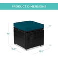 thumbnail image 2 of JJUN Set of 2 Wicker Ottomans, Multipurpose Outdoor Furniture for Patio, Backyard, Additional Seating, Footrest, Side Table w/Storage, Removable Cushions - Peacock Blue/Black, 2 of 15