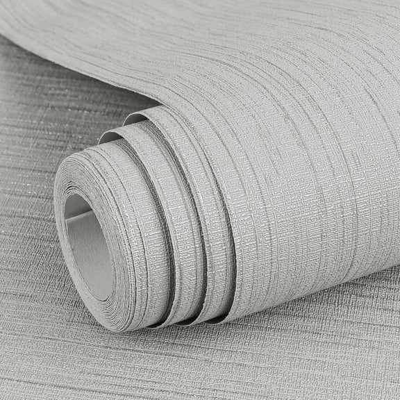 Arthome 23.6"x400" Peel and Stick Wallpaper Grasscloth Textured Wall Covering,Self-Adhesive and Removable Contact Paper for Bedroom,Cabinet Countertop,Stick On Wall Paper(Grey)