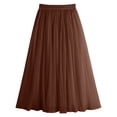 thumbnail image 2 of Sentmoon Womens Skirts Solid Color Pleated Beach Boho Skirt Pleated Gauze High Waisted Skirt Beach Essentials Trendy for Spring, Summer, and Holiday Travel Brown Free Size, 2 of 5