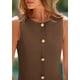 thumbnail image 5 of Vestido de trabajo PRETTYGARDEN 2025 Primavera Sin Mangas Botón Marrón S, 5 of 9