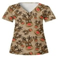 thumbnail image 1 of Hauts Style Infirmière à Imprimé Renne pour Femmes T-shirt de Noël, 1 of 2
