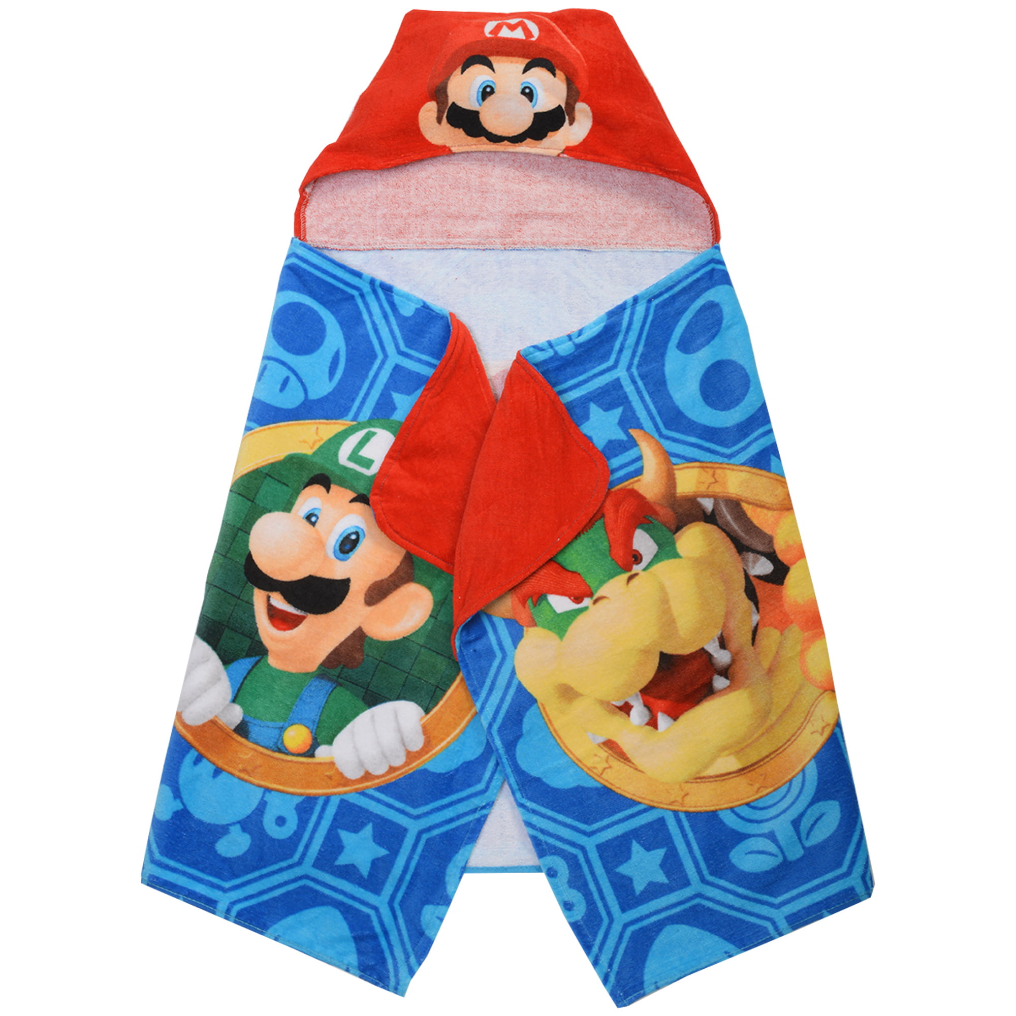 Beach or Swimming Pool Red Plumber Brother Mario Hooded Towel Kid/'s Hooded Towel Character Inspired Mario Towel for Bath