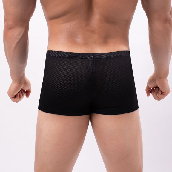 Vedolay Mens Panties Men's See Through Panties Low Rise Bikini Briefs Smooth Underwear,Black M