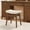 Linen Fabric With Walnut Color Leg, variant on Vanity Bench Stool Beige Fabric With Wooden Color Leg, Upholstered Saddle Seat For Makeup Room Bedroom Bathroom