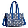 thumbnail image 2 of Teacher Tote Bag,Dark Blue Ballerina Flower Pattern Teacher Utility Tote Bag,Large Work Tote Bags for Women with Multiple Pockets,Top Zipper Closure,13.8x10.6x6.7 Inch, 2 of 5
