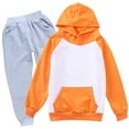thumbnail image 4 of JIAYUE Girls Clothing Outfits Raglan Long Sleeve Color Block Hoodies With Pocket Solid Jogger Pants 2-Piece Sets School Playing,2-3 Years, 4 of 4