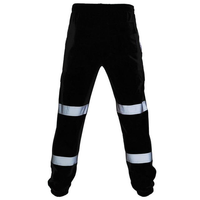 UAMVSH Reflective Safety Pants for Men Plus Size Waterproof Work Overalls Safety Cargo Pants Classic Workwear with Pockets(XX-LargeBlack)