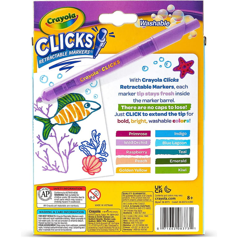 Crayola 10ct Clicks Retractable Washable Markers Model #58-8370 for sale  online