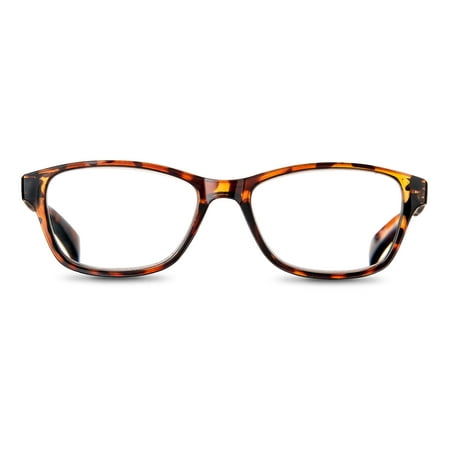 Equate Womens Iris Square Readers with Case, Tortoise Shell, +1.50
