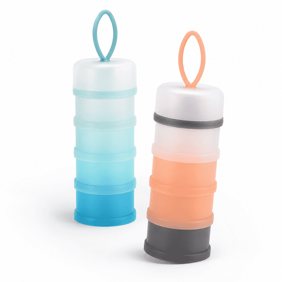 Baby Formula Dispenser,4 Layers Stackable Boxes,Cereal Food ,Snack Container Breastfeeding 480ml,2 Packs(Pink and Blue)