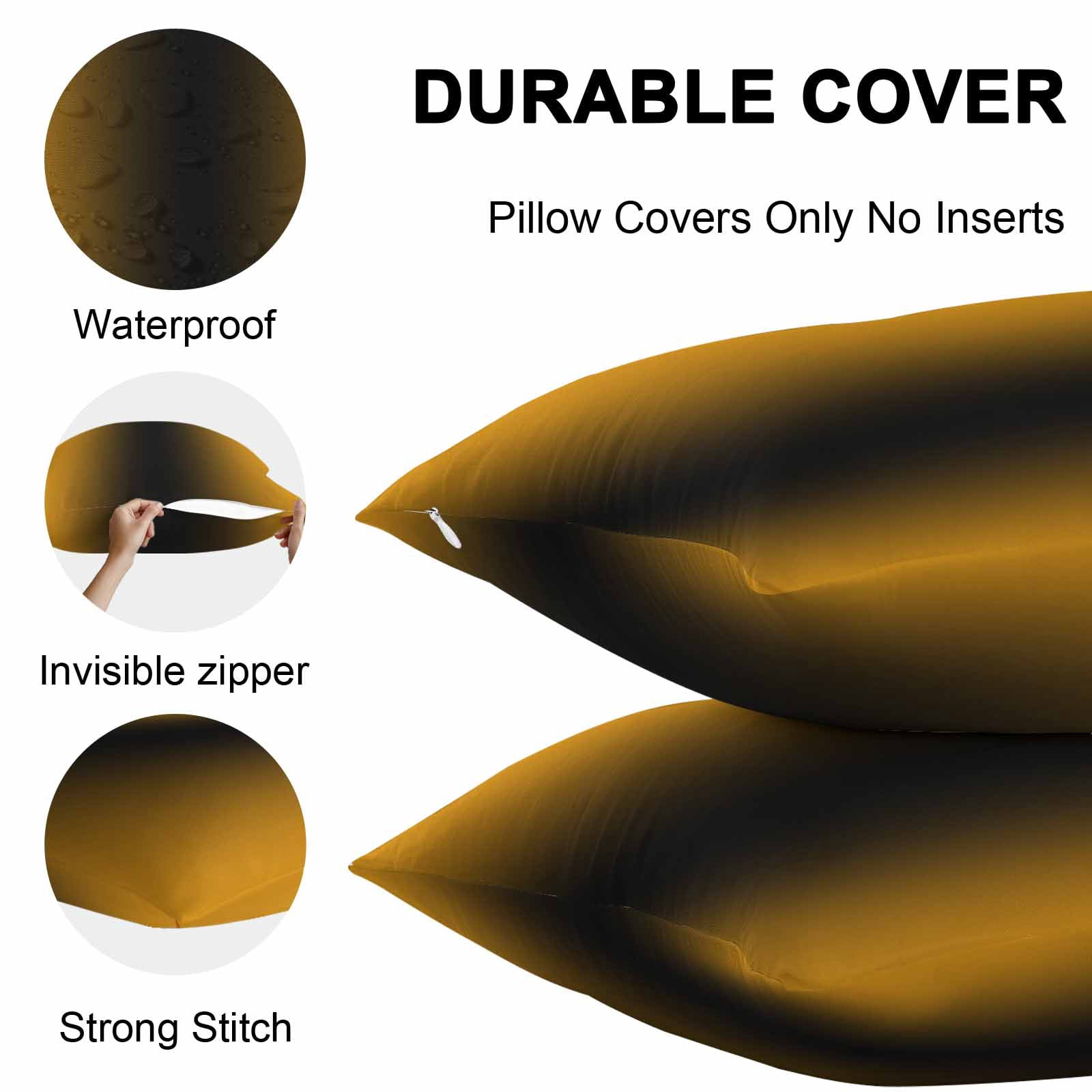 Outdoor Waterproof Throw Pillow Covers Set of 2 Ombre Black Orange Decorative Pillowcases Square Outdoor Pillows Cushion Case 18x18 Inch Gradient Color Patio Pillows for Couch Sofa Bed Garden