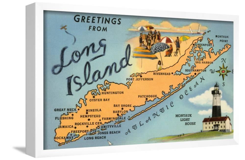 Greetings from Bay Shore Long Island Postcard Coffee Premium Pillow 