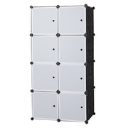 UWR-Nite Cube Storage Organizer, 8- Cube DIY Plastic Closet Cabinet, Modular Book Shelf Organizer Units, Storage Shelving Ideal for Bedroom Living Room Office with Doors