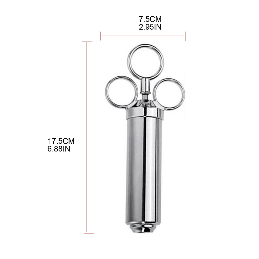 Yammee Meat Injections Syringe with 2/3 Needle Stainless-Steel Seasoning Injector