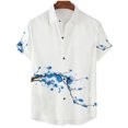 thumbnail image 3 of Camisa de hombre con estampado 3D de flor de cerezo de estética japonesa, camisa clásica de manga corta de moda casual blanca pura, talla grande 2024, 3 of 4
