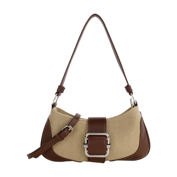Methold Bolso de mano de moda para mujeres adultas en varios entornos bolsos de hombro tipo bandolera con costuras bolsos de PU Bolsas de mensajero y de hombro café