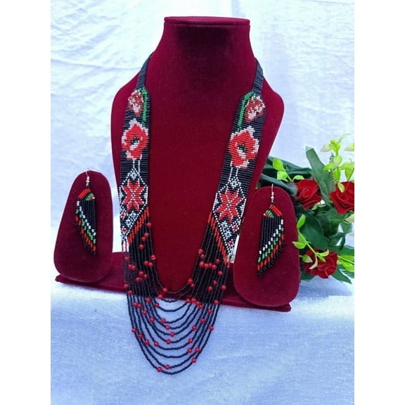 Life Fashion Beaded Multicolor Necklace, 1 Necklace 1 Pair Earring, 18 in