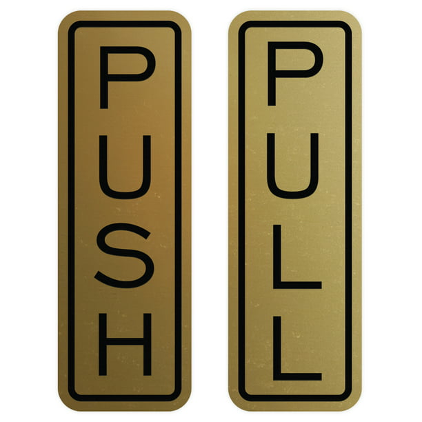 Classic Vertical Push Pull Door Sign Brushed Gold Medium Walmart