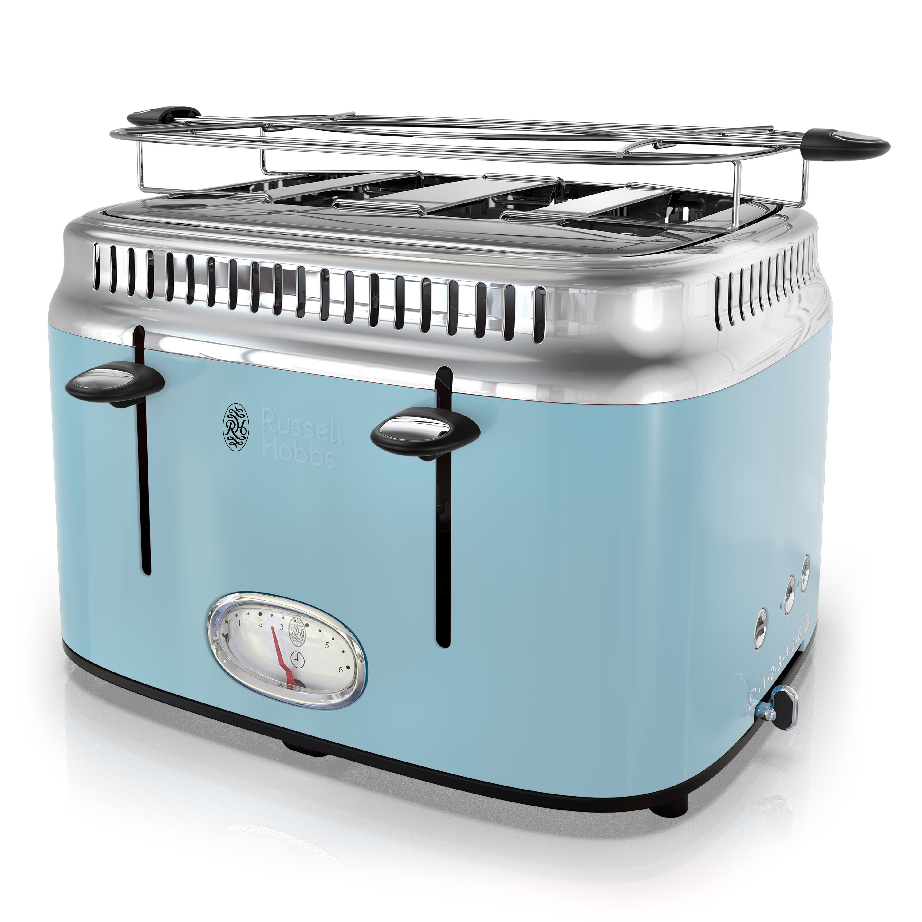 Russell Hobbs Retro Style 2-Slice Blue Wide Slot Toaster with