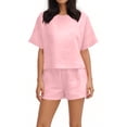 thumbnail image 2 of Purcolt Womens Cotton 2 Piece Lounge Set Summer Crewneck Short Sleeve T Shirts and Shorts Outfits Comfort Loose Fit Beach Vacation Matching Set, 2 of 7