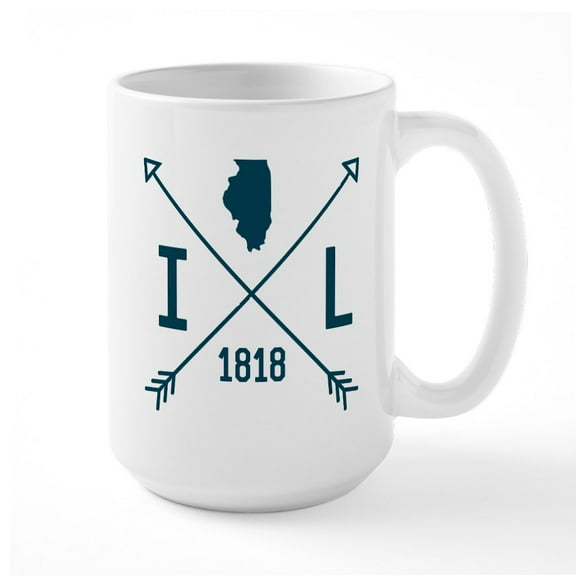 CafePress - Illinois Arrows - 15 oz Ceramic Large White Novelty Mug