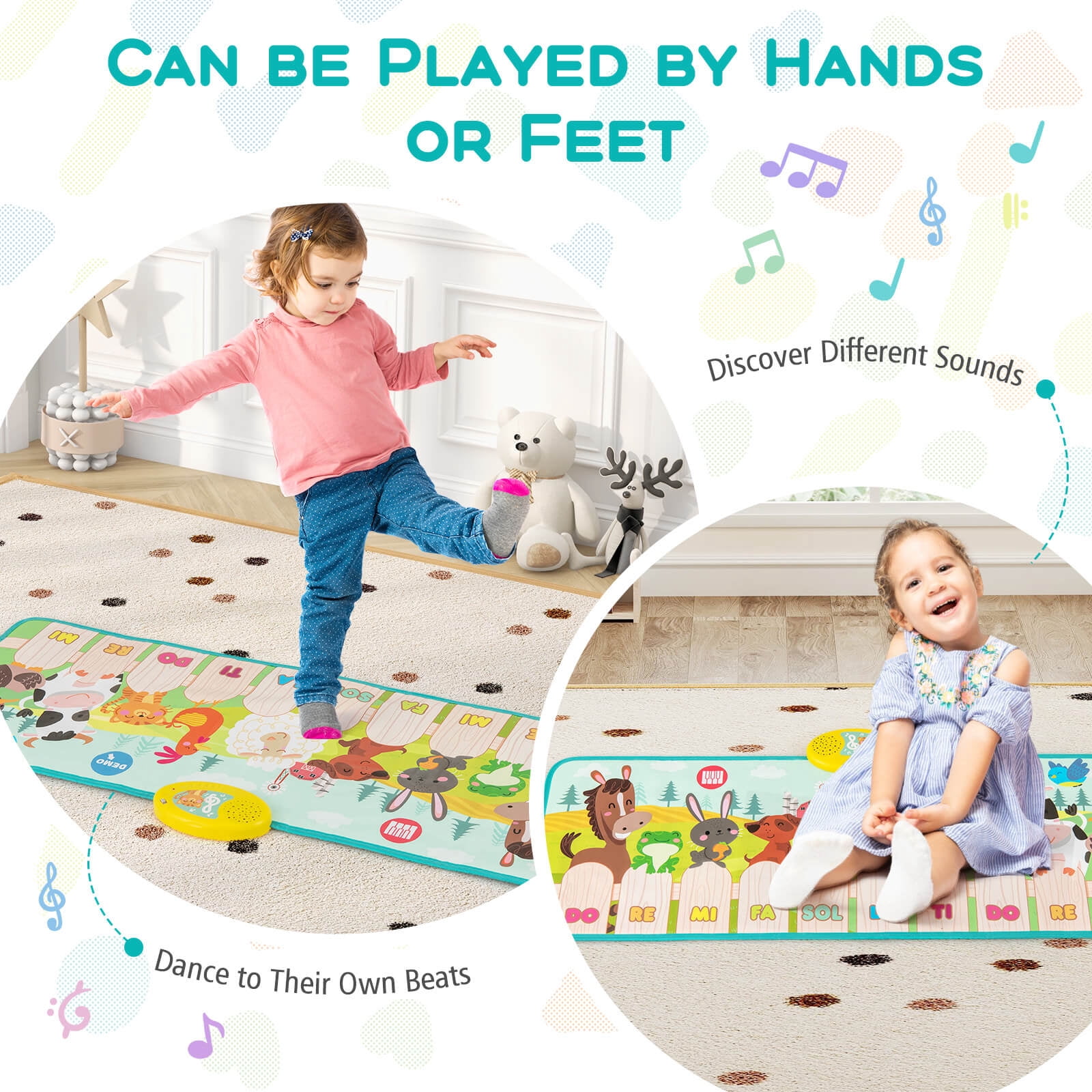 Costway Floor Piano Mat for Toddlers Baby Musical Touch Dancing Keyboard Play Mat Gift