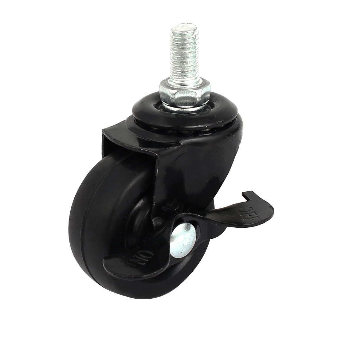 1.5inch Rubber Wheel M8x15mm Threaded Stem Swivel Brake Universal