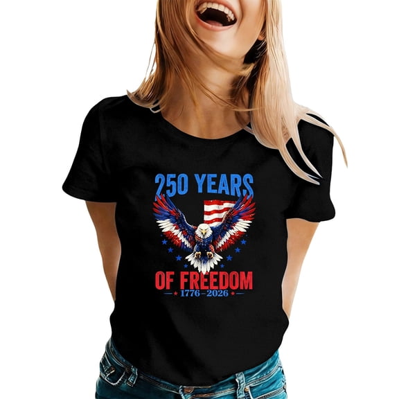250th Anniversary USA Shirts Womens 250 Years American Bald Eagle USA 250th Anniversary T-Shirt