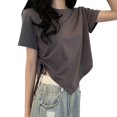 thumbnail image 3 of Camiseta de manga corta para mujer, camiseta de manga corta para mujer, camisa con cordón para mujer, camiseta de cuello redondo para mujer, rendimiento comprobado, 3 of 9