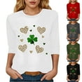 thumbnail image 2 of felwors St Patty's Day Shirt Women 2025 Casual Plus Size 3/4 Sleeve Irish Clover Shirts Funny Saint Patrick's Tunic Tops (Dark Gray, S), 2 of 7