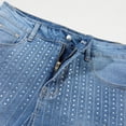 thumbnail image 5 of Women's Rhinestone Denim Shorts High Waist Jean Short Y2K Summer Casual Jean Shorts Trendy 2026 Y2k Jorts Blue L, 5 of 5