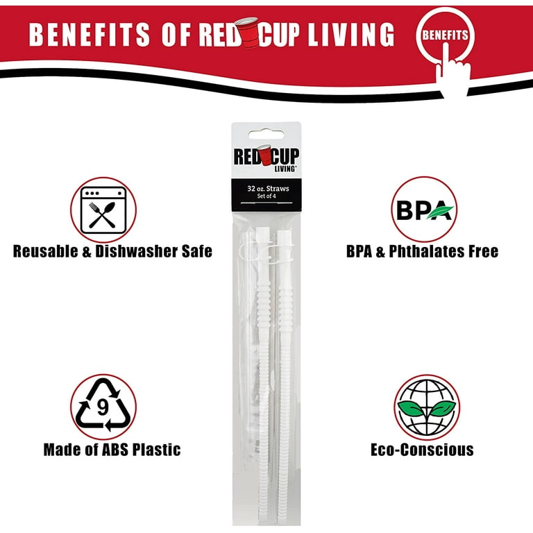Red Cup Living Reusable Straws for Cold and Hot Drinks - Plastic