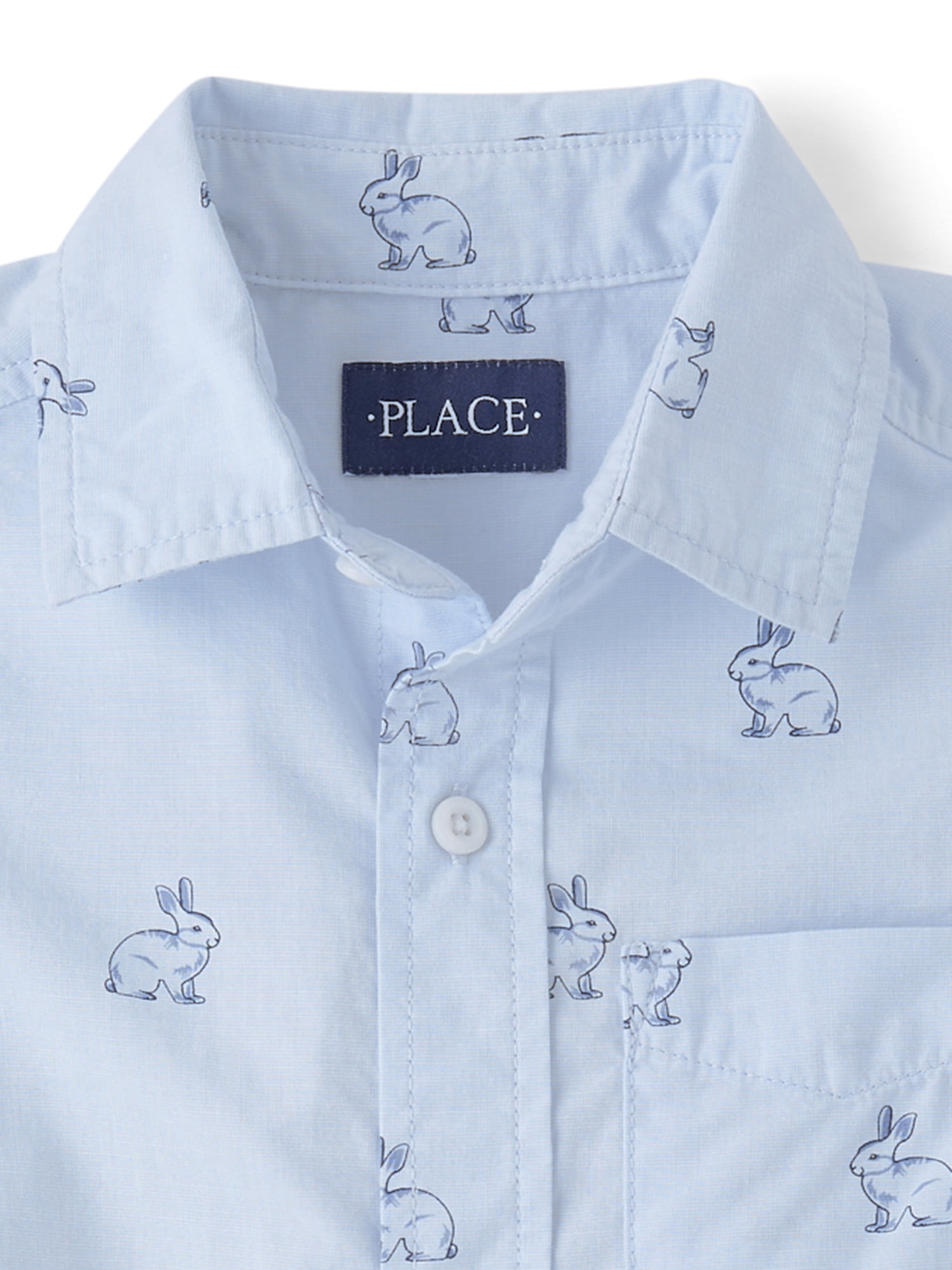 The Children's Place Boys Short Sleeve Printed Poplin Button Up Shirt, Sizes XS-XXL