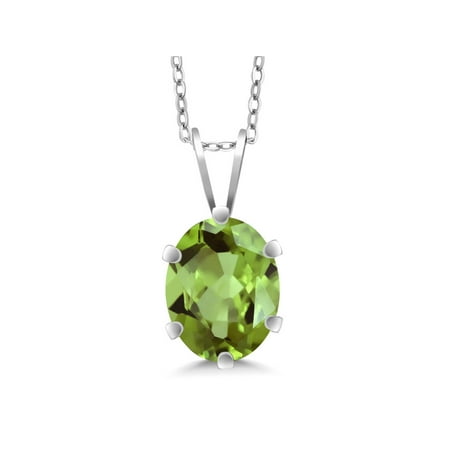 - 1.35 Ct Oval Shape Green Peridot Sterling Silver Pendant
