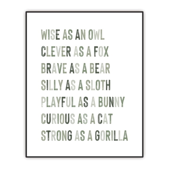 Kids Wall Art Print, Nursery Classroom Decor, Positive Affirmations, Kids Room Decor, Animal Inspirational Quote, Playroom Print, Boys Room Print, Gilrs Room Decor, Unframed Print (11"x14")