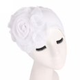 thumbnail image 2 of Mujer señoras Retro flores grandes sombrero turbante ala sombrero gorra pila gorra Wh, 2 of 2