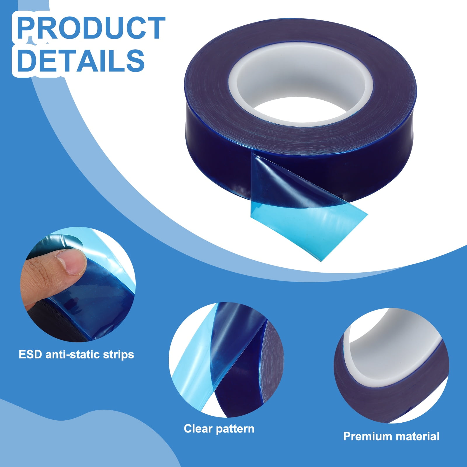 Removable Protective Film Tape, 1.6 Inch x 656 ft PE Surface Scratch Film Tape Blue