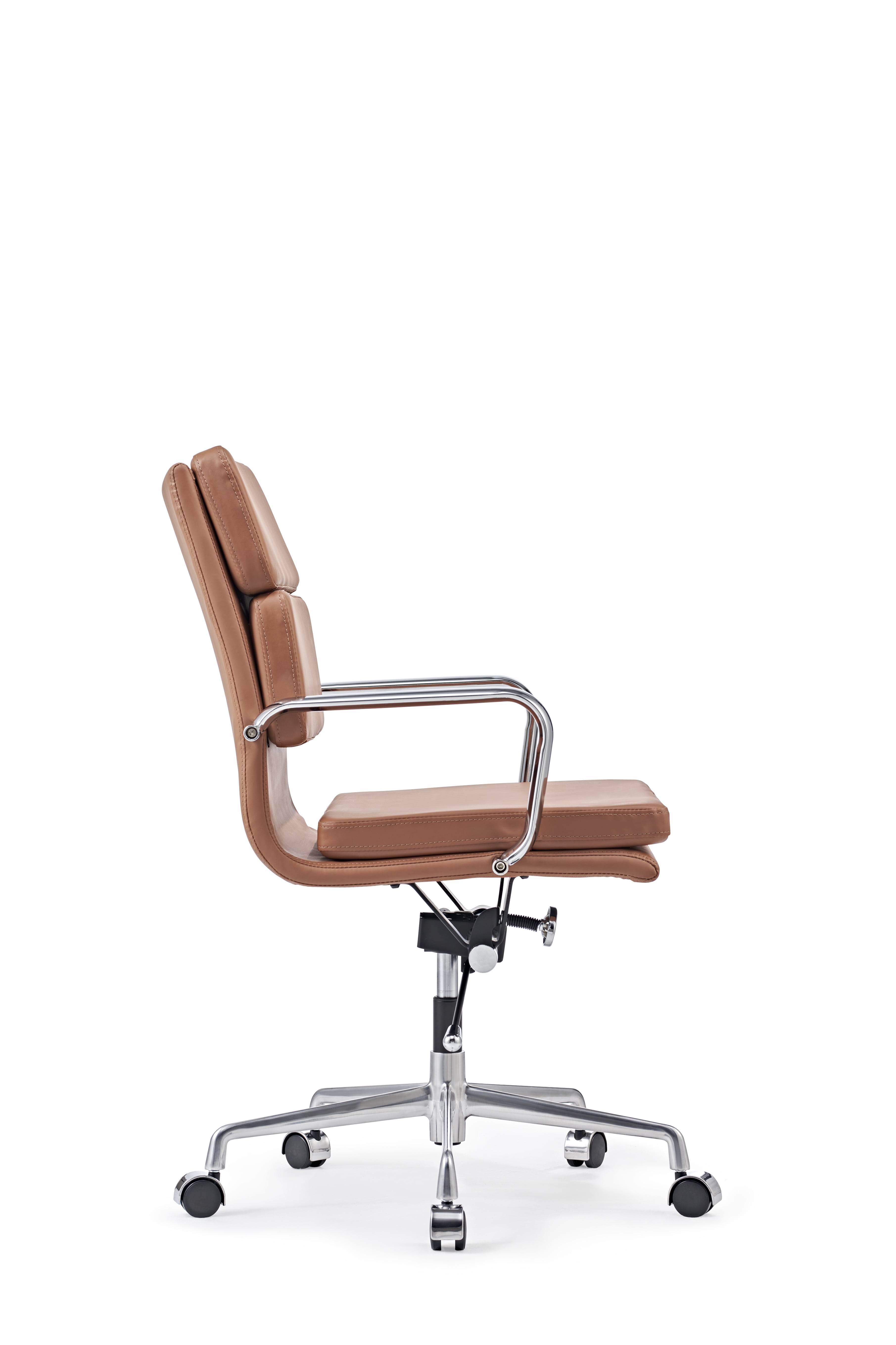 LUXMOD Home Office Desk Chair with Armrest Adjustable Swivel Chair Soft Pad Brown Leather Office Chair Arm Chair Ergonomic Desk Chair for Extra Back and Lumbar Support upholstered Living Room chair